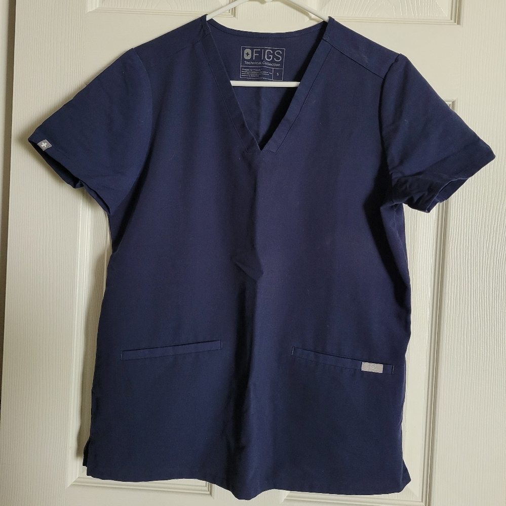 Womens Figs Navy Blue Scrub Top And Bottom Set In Small